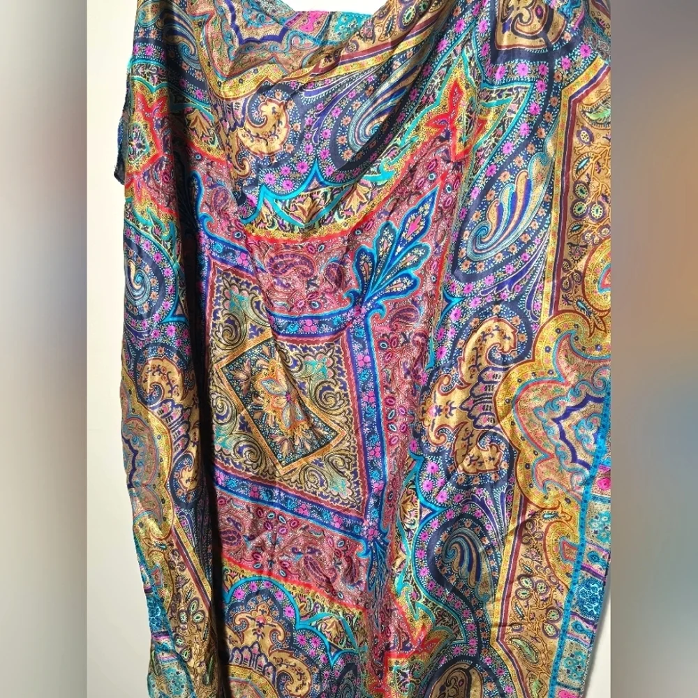 Unbranded Boho‎ Paisley Cottagecore Festival Silk Scarf